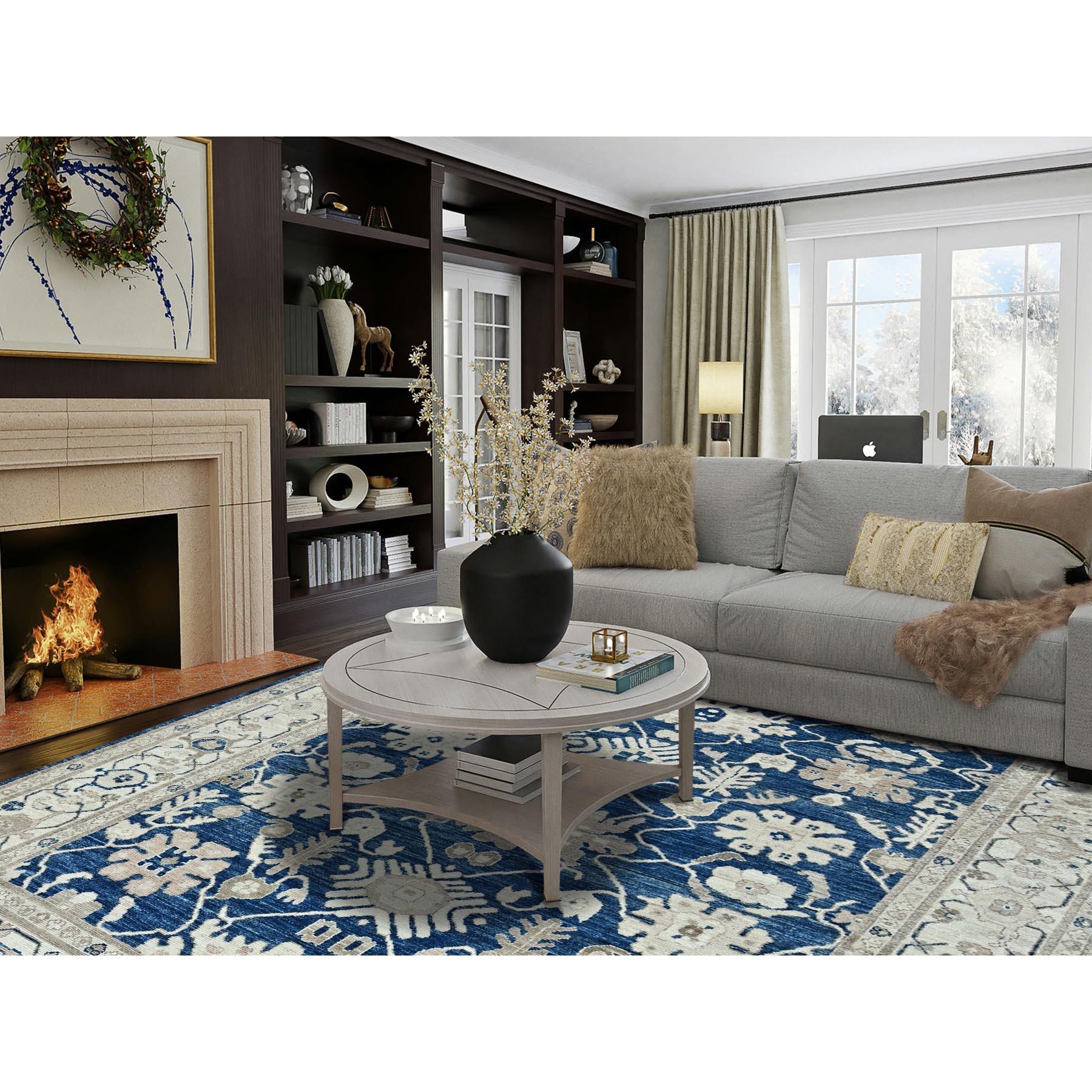 Yale Blue, Afghan Oushak avec All Over Leaf Design, Supple Collection, Soft and Lush Pile, Velvety Wool, Hand Knotted, Densely Woven, Oriental Rug
Matières premières : Laine
Latex : Pas de poils 
hauteur : 0,25 pouces
Style : Transitionnel
Couleur