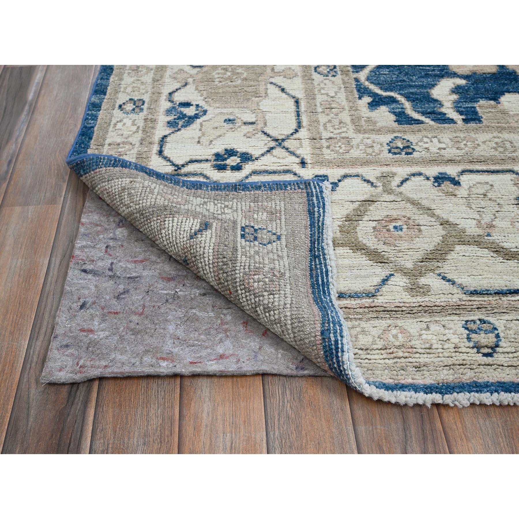 Tapis de laine souple afghan Oushak bleu de Yale noué à la main 9'x12' Neuf - En vente à Carlstadt, NJ