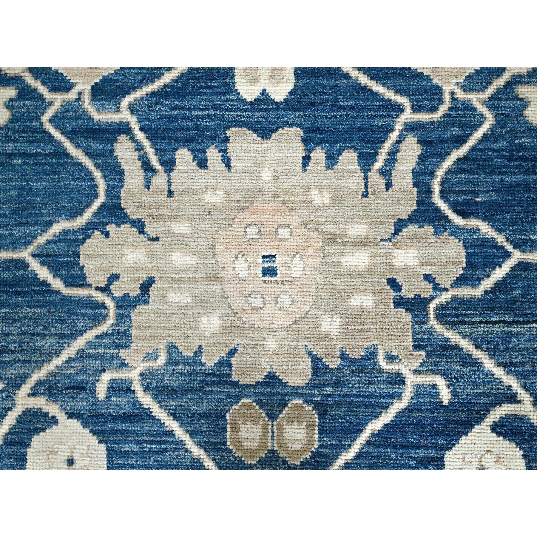 Tapis de laine souple afghan Oushak bleu de Yale noué à la main 9'x12' en vente 2