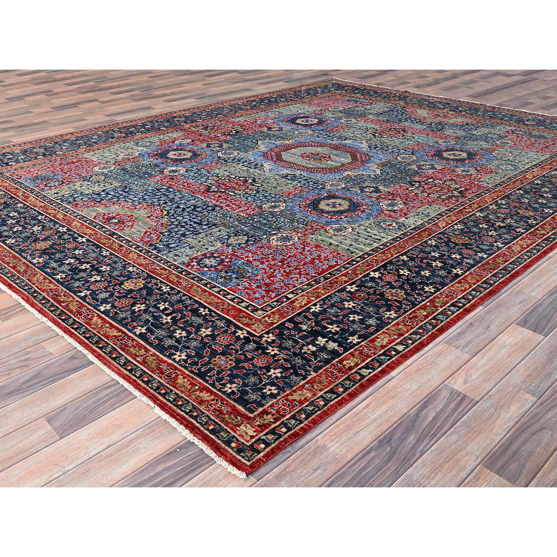 9'x12' Alfombra Oriental Azul Yale Anudada a Mano 100% Lana Patrón Dinastía Mameluca Afgano en venta