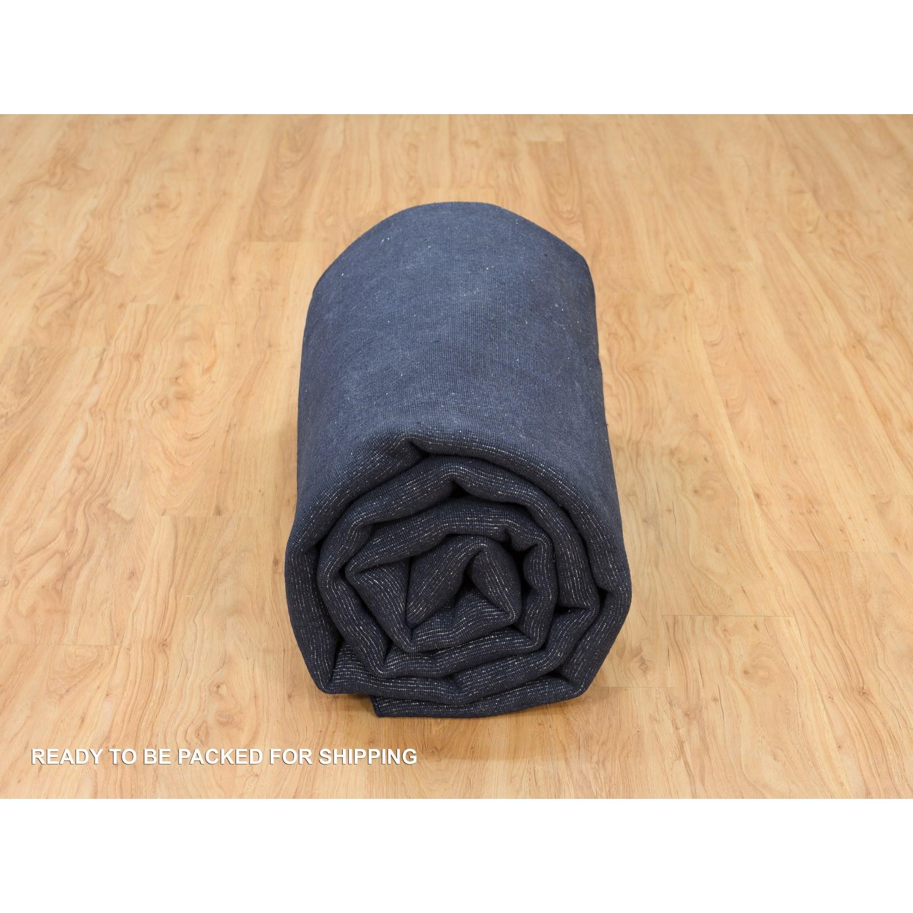 9'x12' Yankees Blue Plain Loom Knotted Wool and Plant Based Silk Oriental Rug For Sale 2