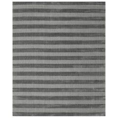9x12 Yara Alluring Gray Stripe Geometric Modern Handmade Wool Carpet Rug