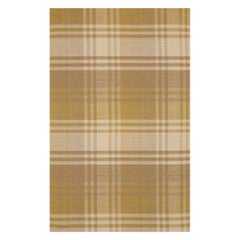 9x12 Yellow Hand-Knotted Wool Golden Plaid Weave Geometric Modern Carpet Rug