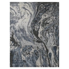9'x12'1" Blu, Disegno geologico, Lana e pura seta, Annodato a mano, Tappeto