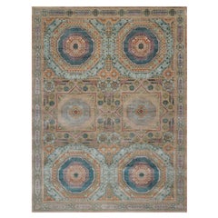 9
x12
1" Alfombra de lana marrón anudada a mano con diseño mameluco y medallones geométricos