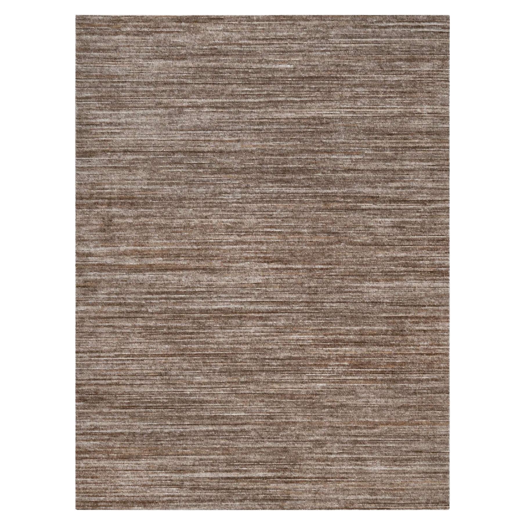 Tappeto marrone per esterni da interno con tessitura variegata, lavorato a mano.