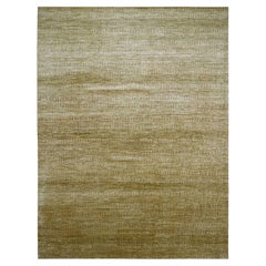 9'x12'1" Brown Wool and Silk Hand Knotted Modern Grass Design Oriental Rug