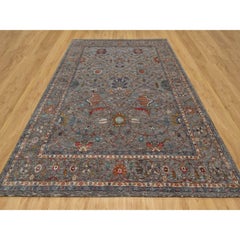 9'x12'1" Brunette Brown Scrolls Leaf Design Hand Knotted Silk and Wool Rug