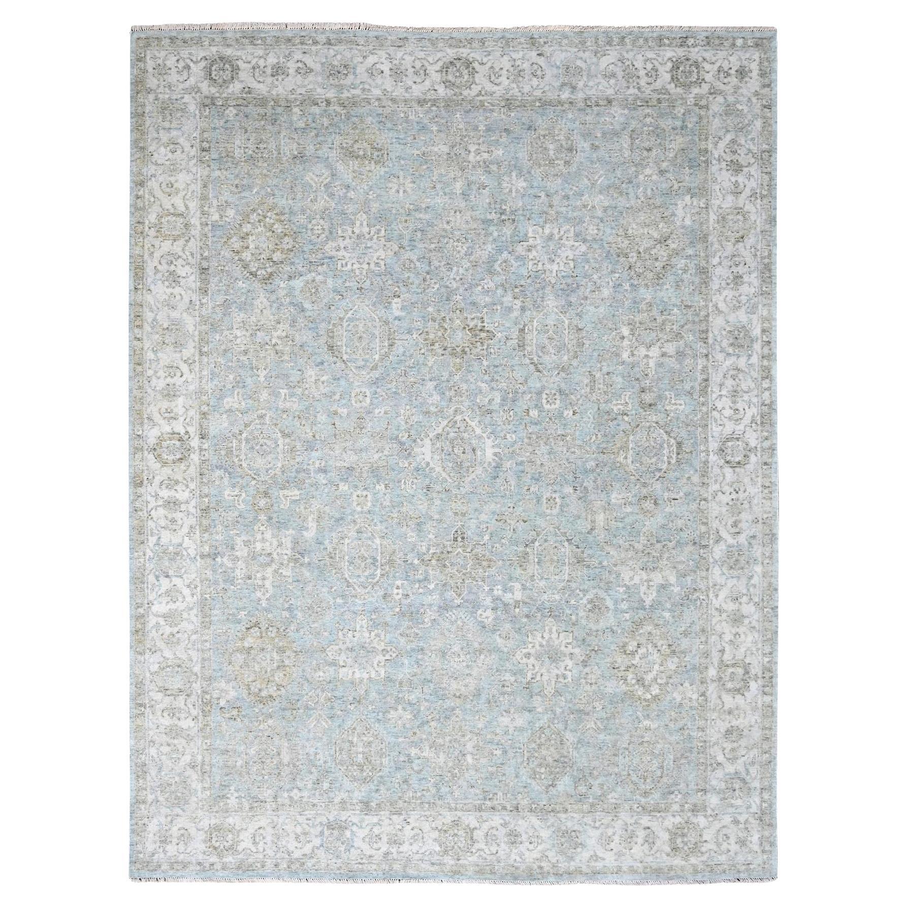 9'x12'1" Tappeto Persiano Mahal Design/One ossidato in pura lana annodato a mano grigio anticato