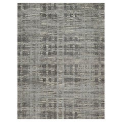 9
x12
1" Gris moderne Criss Cross Erased Design Tapis en laine naturelle noué à la main