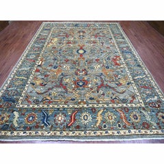 9'x12'1" Gray Peshawar with Bijar Garus Design Hand Knotted Wool Oriental Rug