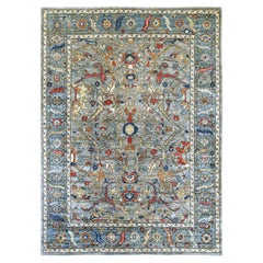9'x12'1" Gray Peshawar with Bijar Garus Design Hand Knotted Wool Oriental Rug