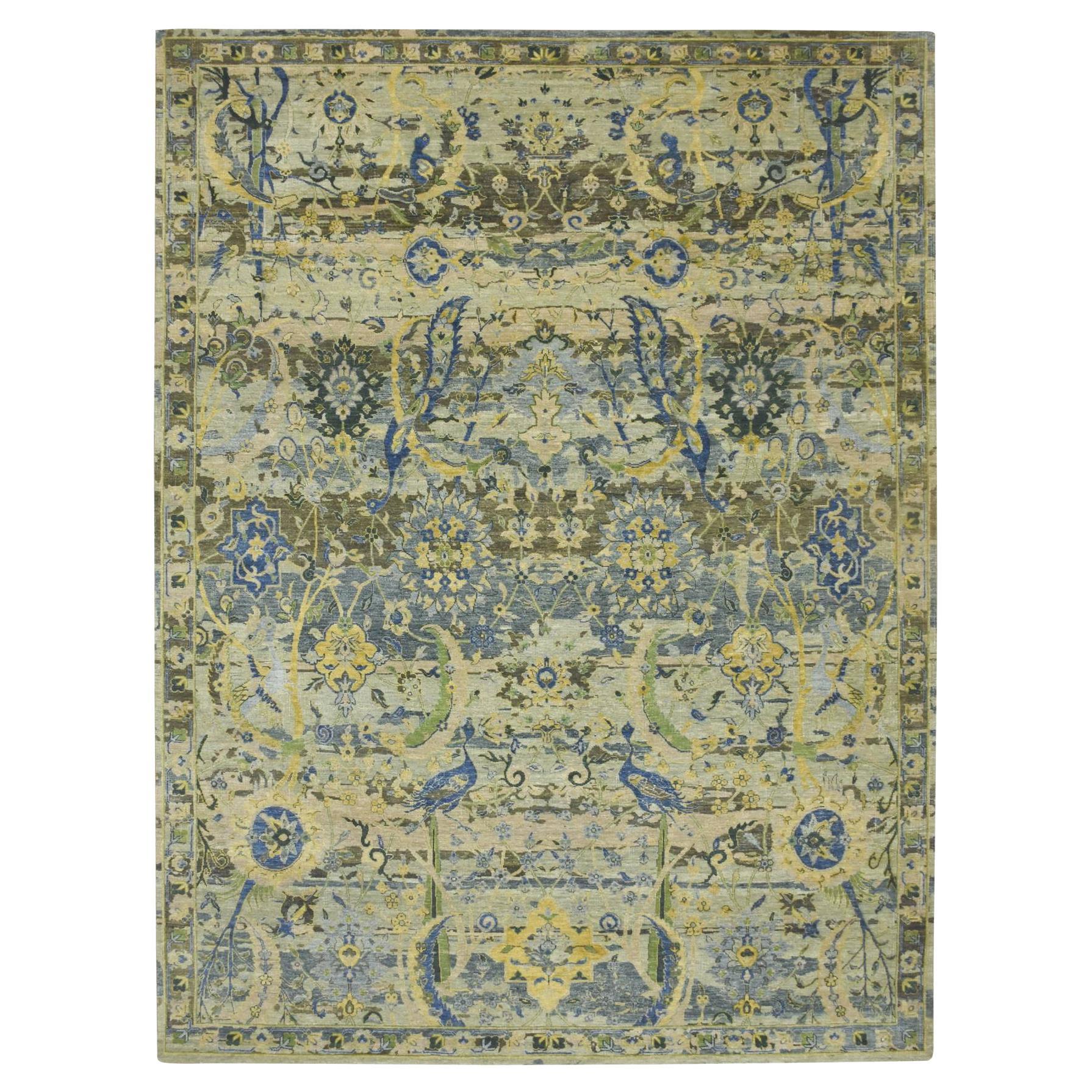 Tappeto di lana annodato a mano di ispirazione persiana Greene 
Greene 
Greene con disegno di uccelli