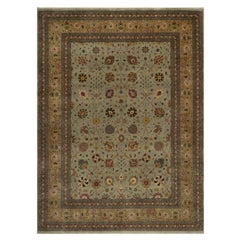 9'x12'1" Grüner Tabriz Vase Design 300 KPSI Handgeknüpfter Orientteppich aus reiner Wolle