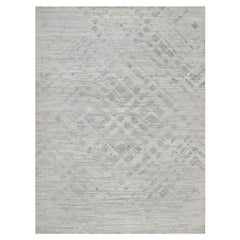 9'x12'1" Ivory Hand Knotted Modern Design Hand Spun Undyed Natural Wool Rug