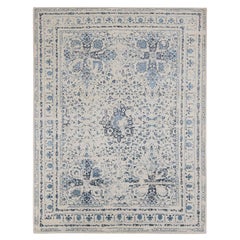 9'x12'1" Ivoire, Design/One moderne Kashan, laine et soie, noué à la main, Tapis
