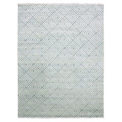 9'x12'1" Ivory, Modern Roman Key Design, Silk with Wool Hand Knotted Rug