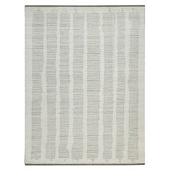 9'x12'1" Ivory Undyed Natural Wool Hand Woven Flat Weave with Pile Oriental Rug