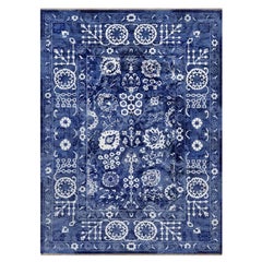 9
x12
1" Nova Blue Tone on Tone Tabriz Hand Knotted Wool and Silk Oriental Rug