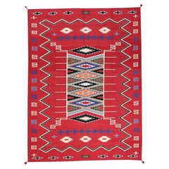 9'x12'1" Red Southwest Geometric Design Hand Woven Flat Weave Wool Oriental Rug