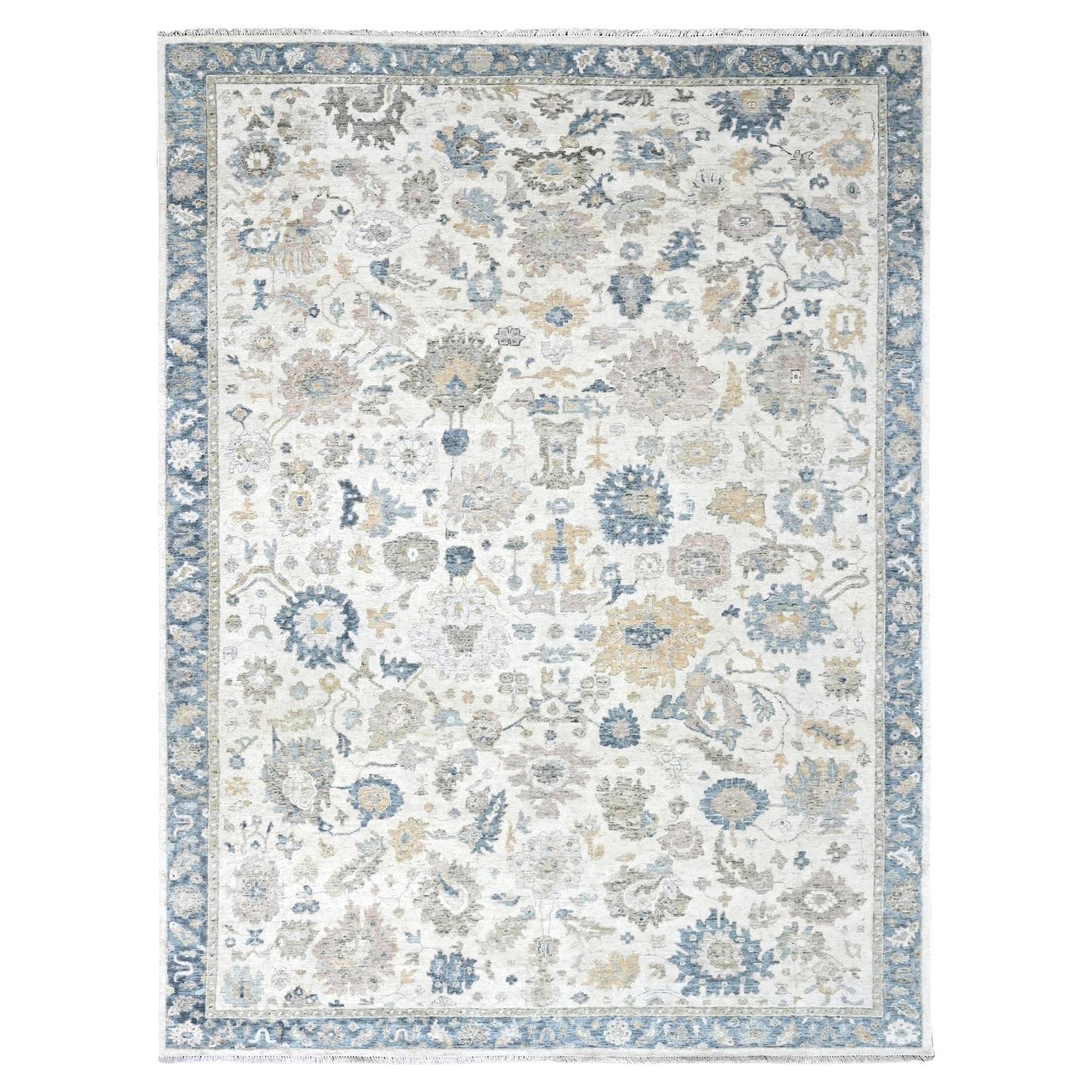 9
x12
1" Blanc Persan antique avec Ziegler Mahal Design Tapis de laine noué à la main