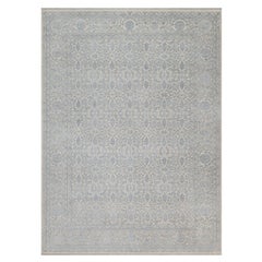 Alfombra Oriental de Lana y Seda Anudada a Mano 200 KPSI de Diseño Persa Blanco 9'x12'1