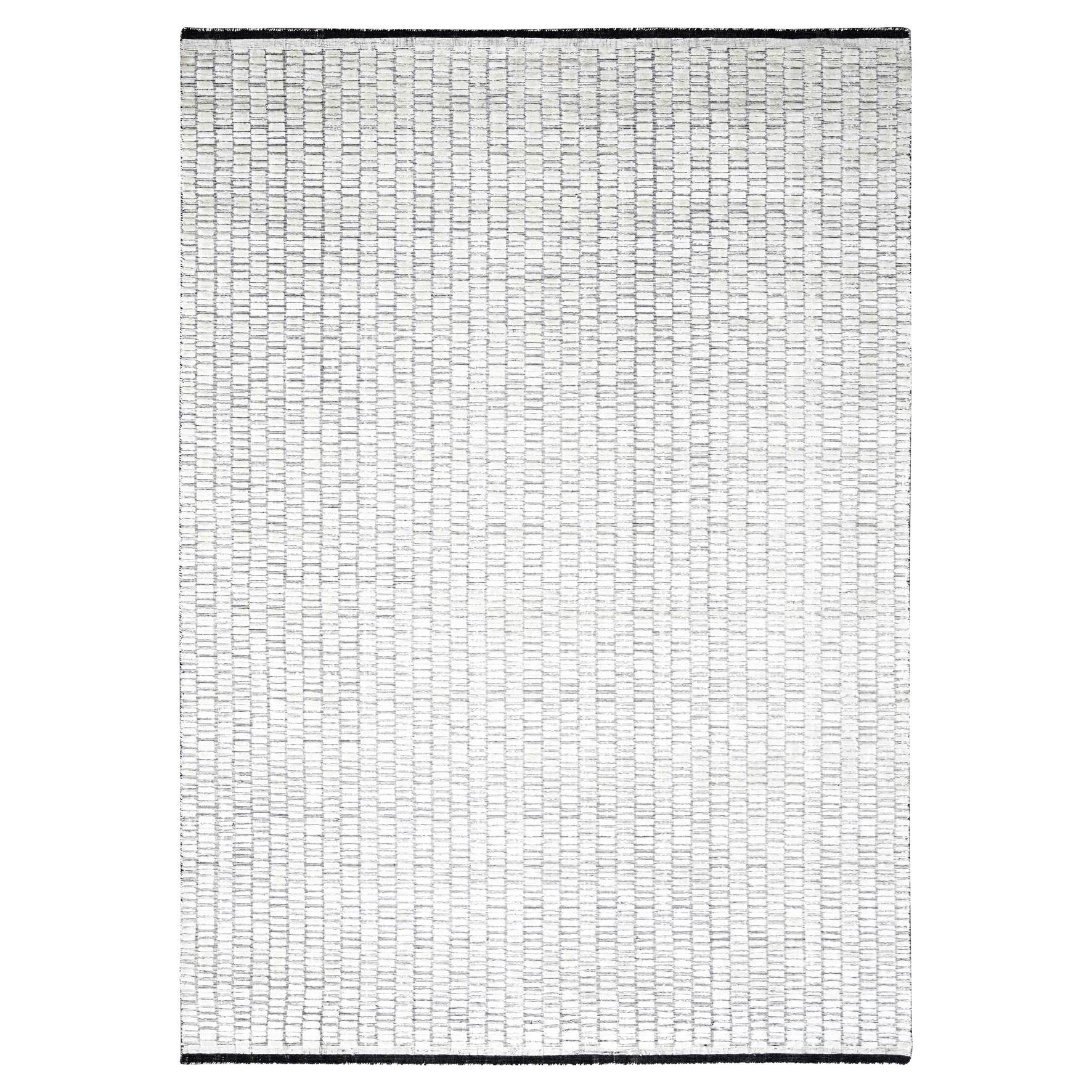 Tappeto orientale in lana e seta tessuta a mano 9'x12'1" nero avorio dal design romano moderno in vendita