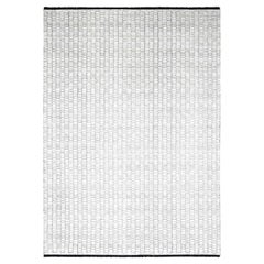 Tappeto orientale in lana e seta tessuta a mano 9'x12'1" nero avorio dal design romano moderno