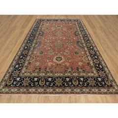9'x12'2" Brick Red Antiqued Fine Heriz Re-Creation Hand Knotted Pure Wool Rug