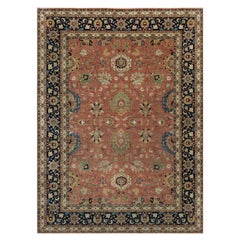 9'x12'2" Brick Red Antiqued Fine Heriz Re-Creation Hand Knotted Pure Wool Rug