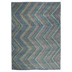 9'x12'2" Colorful Afghan Kilim Pure Wool Hand Woven Oriental Rug