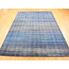 9'x12'2" Colorful, Modern Leaf Design, Silk and Wool Hand Knotted Oriental Rug