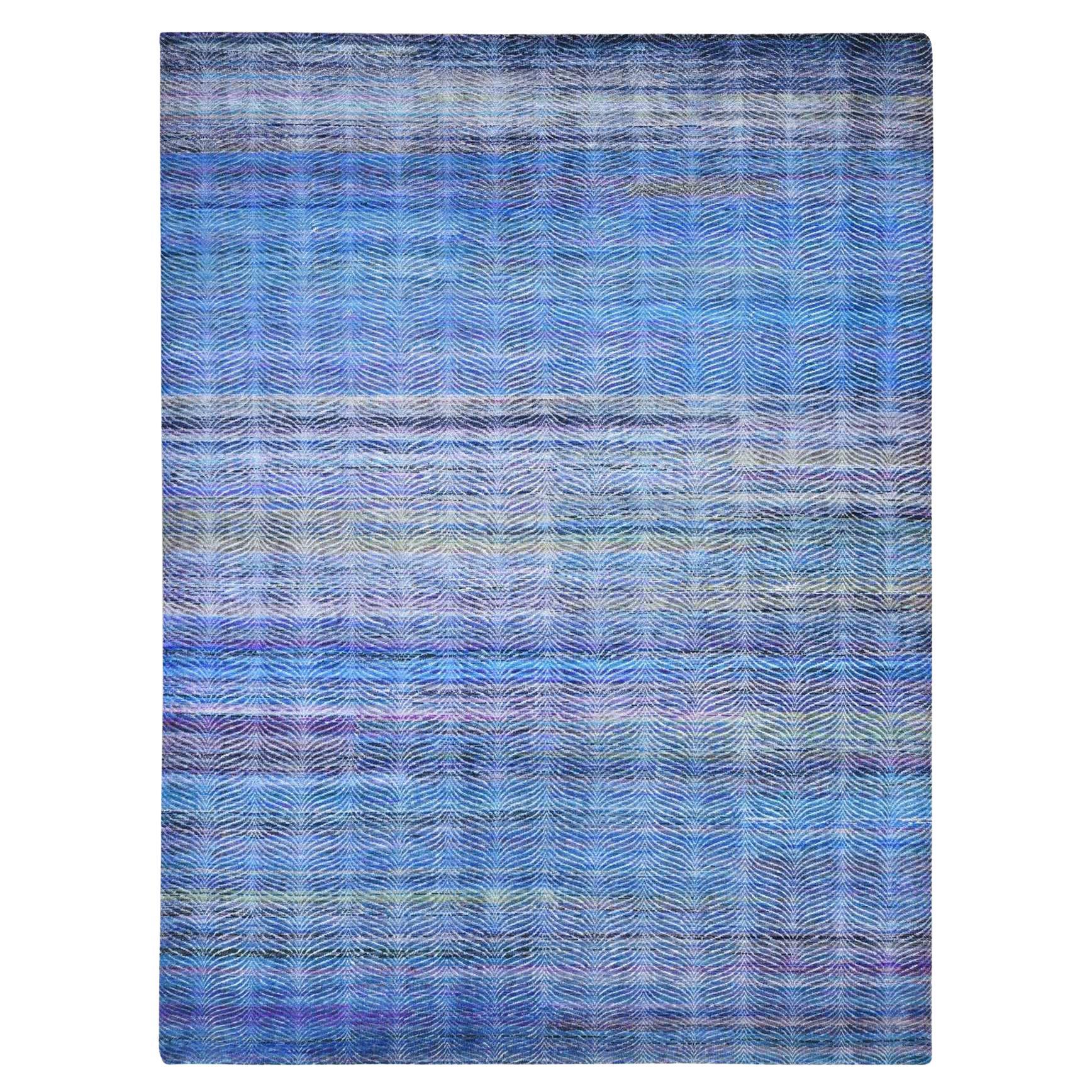 9
x12
2" Bunt, Modern Leaf Design, Seide und Wolle Hand geknüpft Orientteppich