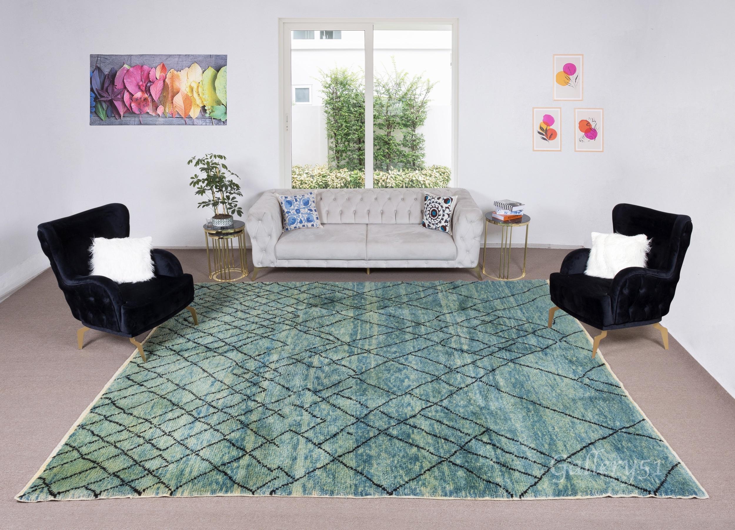 100% Natural Hand-Spun Wool of finest quality.

Available as seen or can be CUSTOM PRODUCED in any Design, Size, Color Combination and Pile Thickness requested. 

These beautiful hand-knotted rugs are produced from scratch in our atelier located in