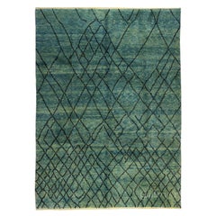 9x12 Ft Modern Moroccan Tulu Carpet Aqua Blue Color Rug CUSTOM OPTIONS Available