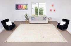 Tapis Tulu contemporain noué à la main, 100% laine naturelle beige, options sur mesure Av.