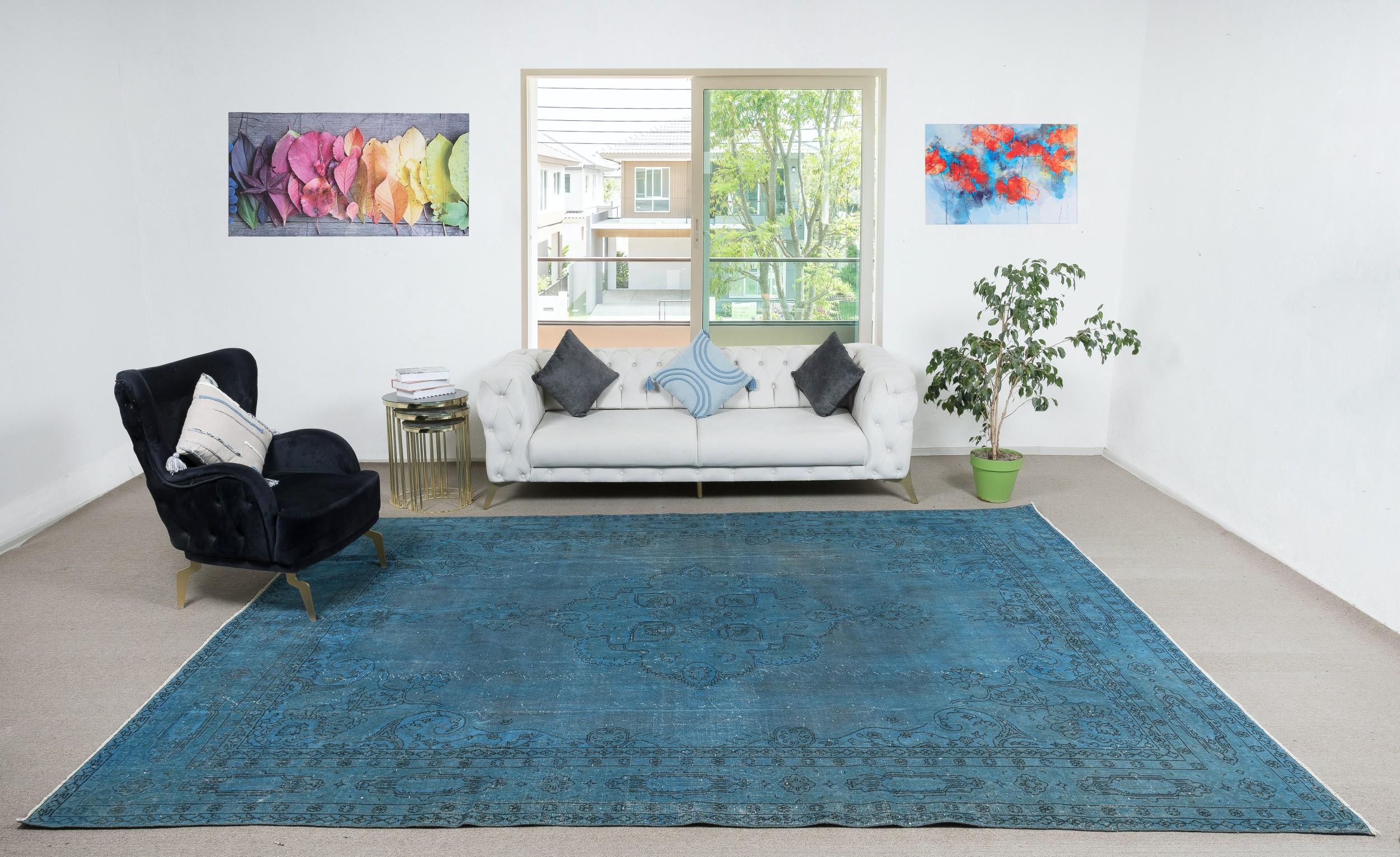 Our over-dyed rugs are all hand-knotted vintage pieces that are recreated in our workshop to cater to a wider range of interior design choices from modern to coastal, from industrial to rustic/cottage. These 50 to 70 year-old rugs were hand-knotted