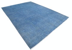 9x12.2 ft Handknotted Turkish Wool Large Area Rug. Blue Living Room Carpet