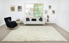 Marokkanischer Tulu-Teppich in Beige und Tealblau in 9x12.2 Ft. ALLE WOLLE. Beni Ourain-Teppich