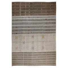 9x12.2 ft Vintage Hand-Woven Turkish Kilim Rug, Flat-Weave Floor Covering