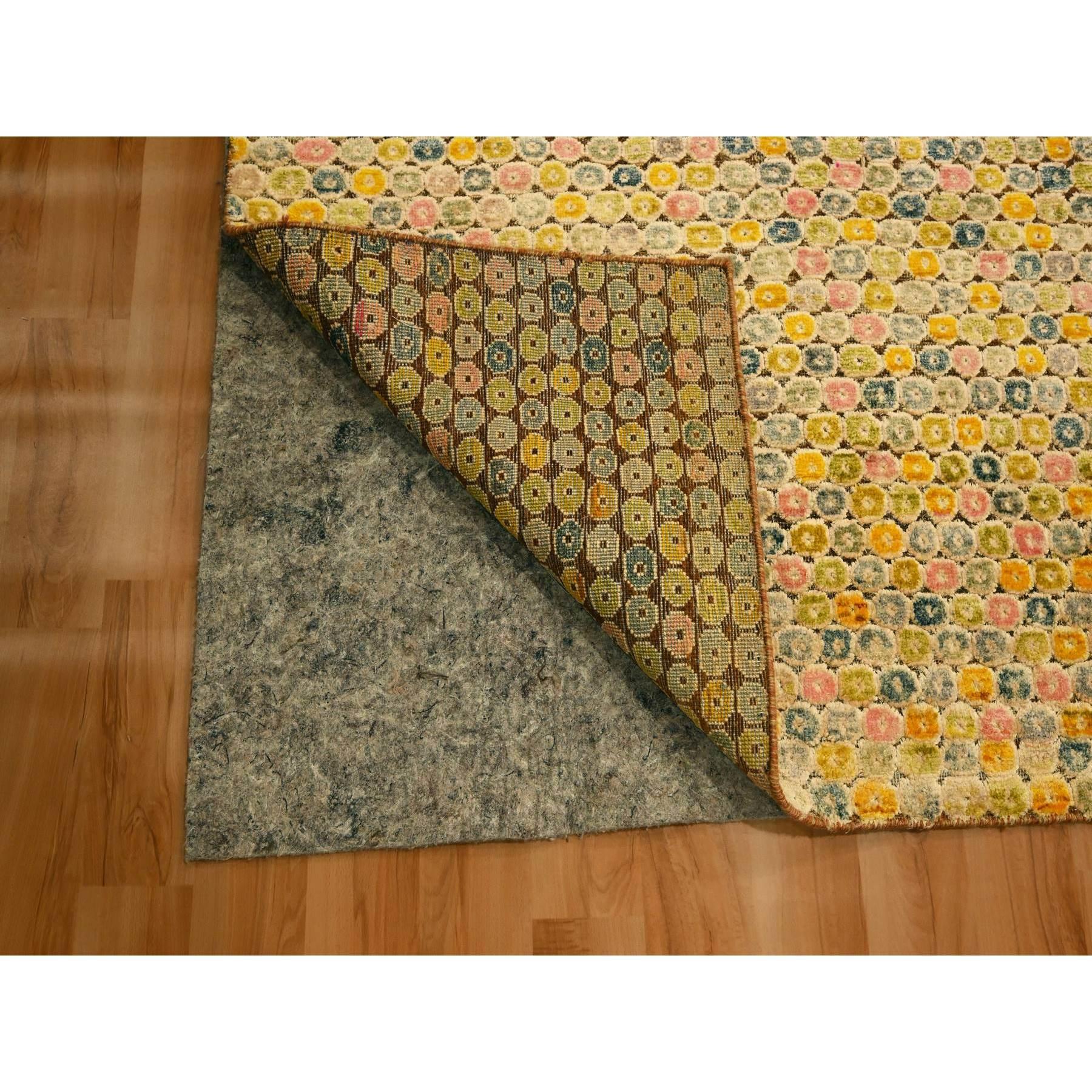 Alfombra Oriental Anudada a Mano de Lana y Seda Amarillo Dorado THE BUTTONS 9'x12'2 Indio en venta
