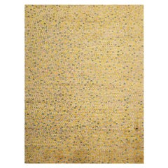 Alfombra Oriental Anudada a Mano de Lana y Seda Amarillo Dorado THE BUTTONS 9'x12'2