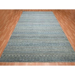 9'x12'2" Gray Kohinoor Herat Pattern Repetitive Design Hand Knotted Wool Rug