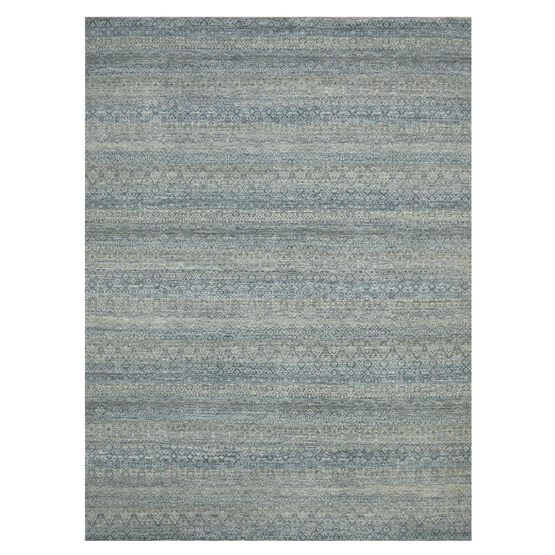 9'x12'2" Gris Kohinoor Herat Design répétitif Tapis de laine noué à la main