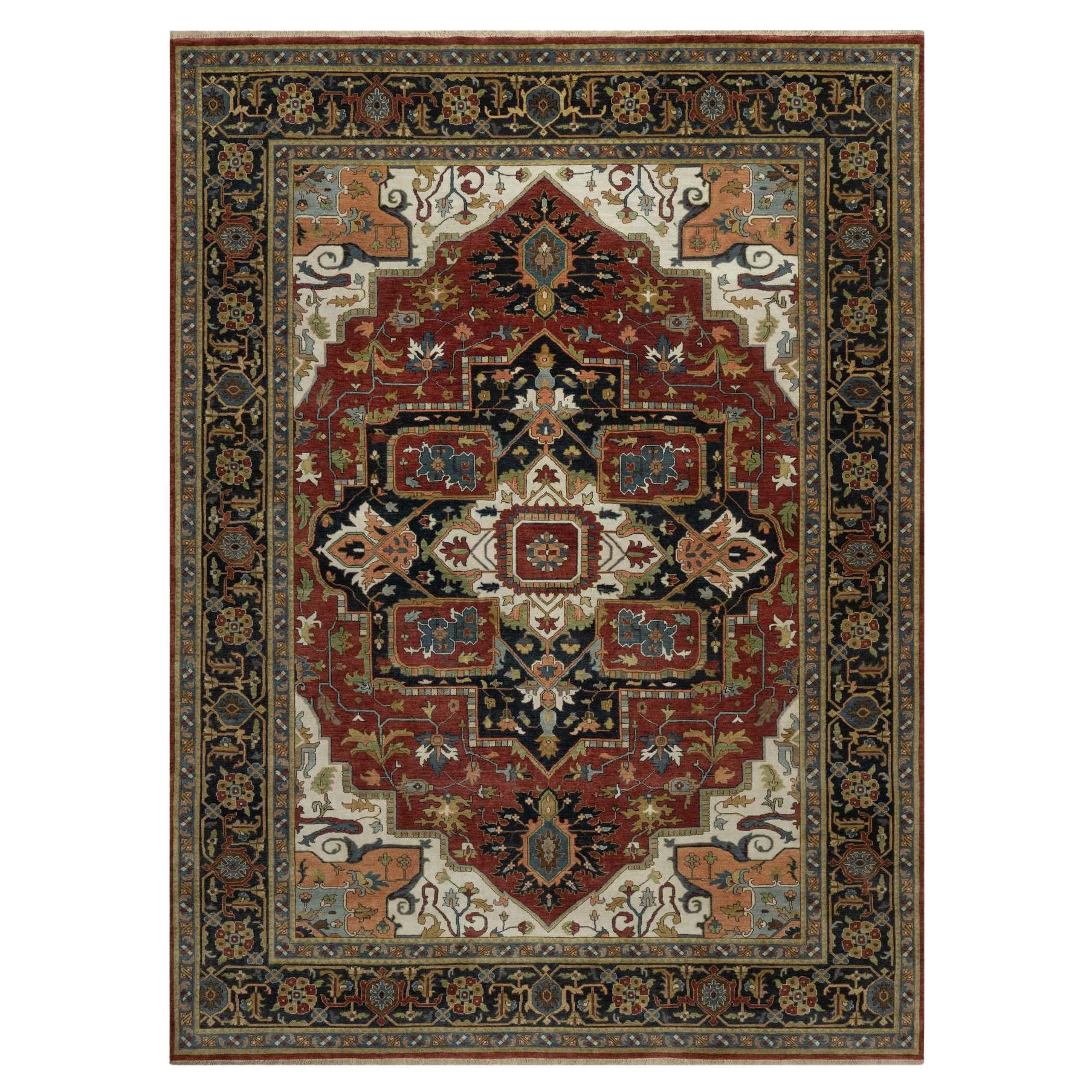 9
x12
2" Maroon Red Hand Knotted Antiqued Fine Heriz Revival Soft Wool Rug