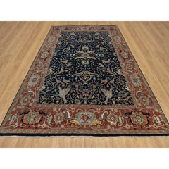 9'x12'2" Midnight Blue Antiqued Fine Heriz Re-Creation Hand Knotted Wool Rug