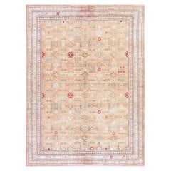 9'x12'2" Peach Color Pure Silk with Khotan All Over Design Hand Knotted Rug