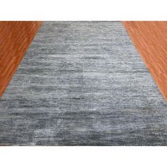 9'x12'2" Shades of Gray Modern Plain Design 100% Wool Hand Knotted Oriental Rug