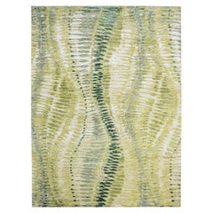 9'x12'2" Shades of Green Crocodile Safari Design 100% Soie Tapis noué à la main