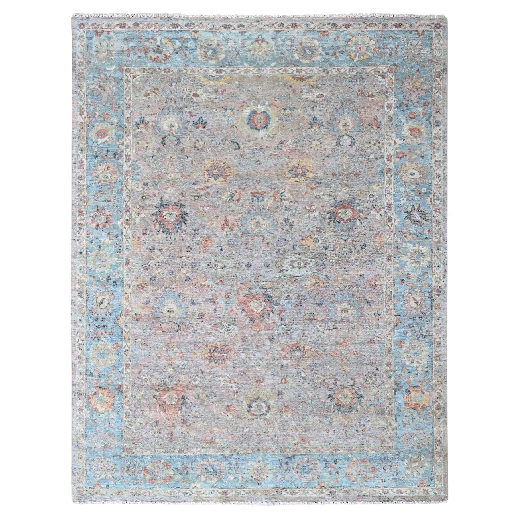 9'x12'2" Whisper Pink Pure Wool Hand Knotted Ziegler Mahal Design Zero Pile Rug